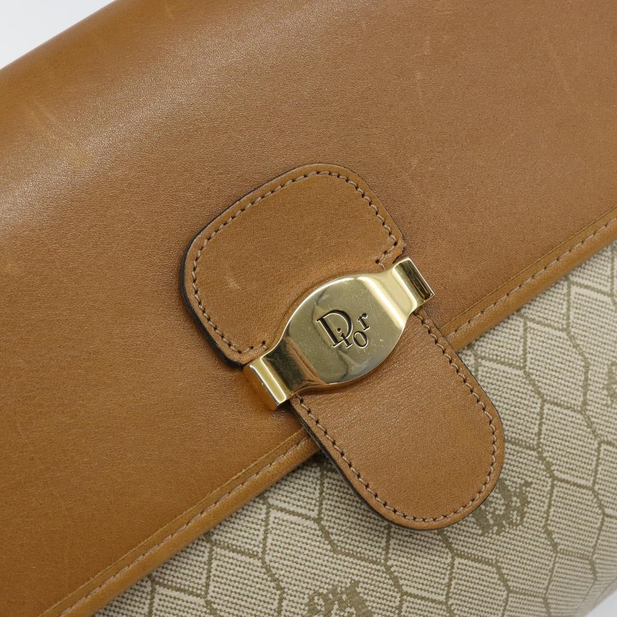 Christian Dior Vintage Honeycomb Flap Canvas And Leather Beige Canvas Shoulder Bag Bag (Pre-Owned)