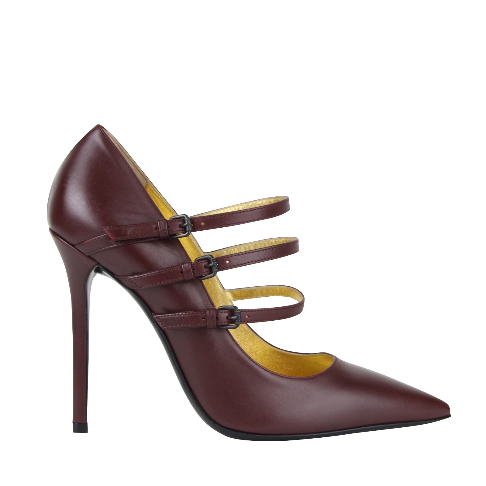 Bottega Veneta Women's 3 Straps Mahogany Leather Heels 443156 2240