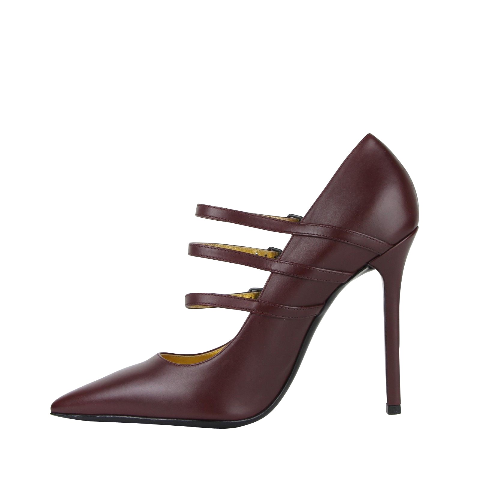 Bottega Veneta Women's 3 Straps Mahogany Leather Heels 443156 2240