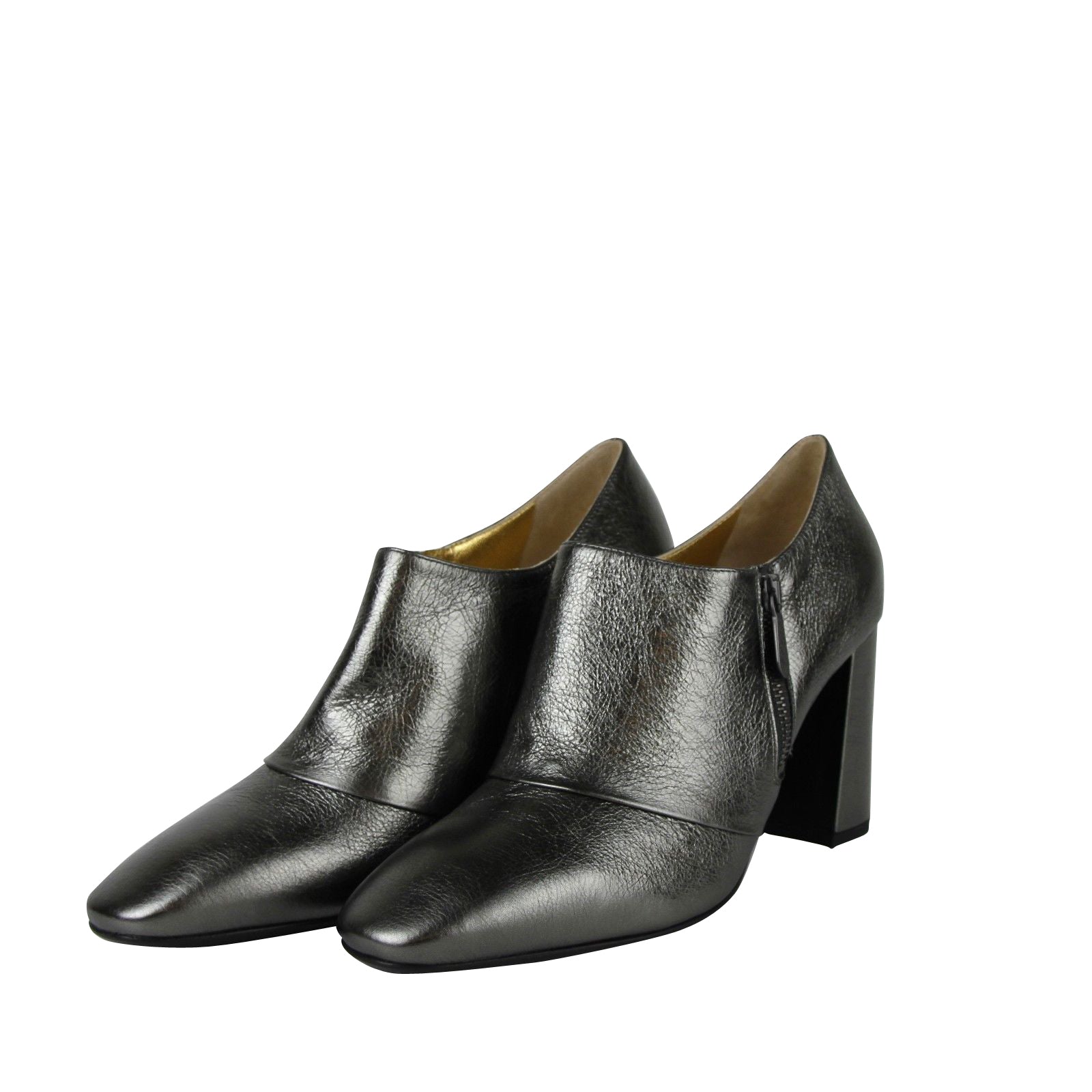 Bottega Veneta Women's Ankle Grey Metallic Leather Booties (40.5 G / 10.5 US)