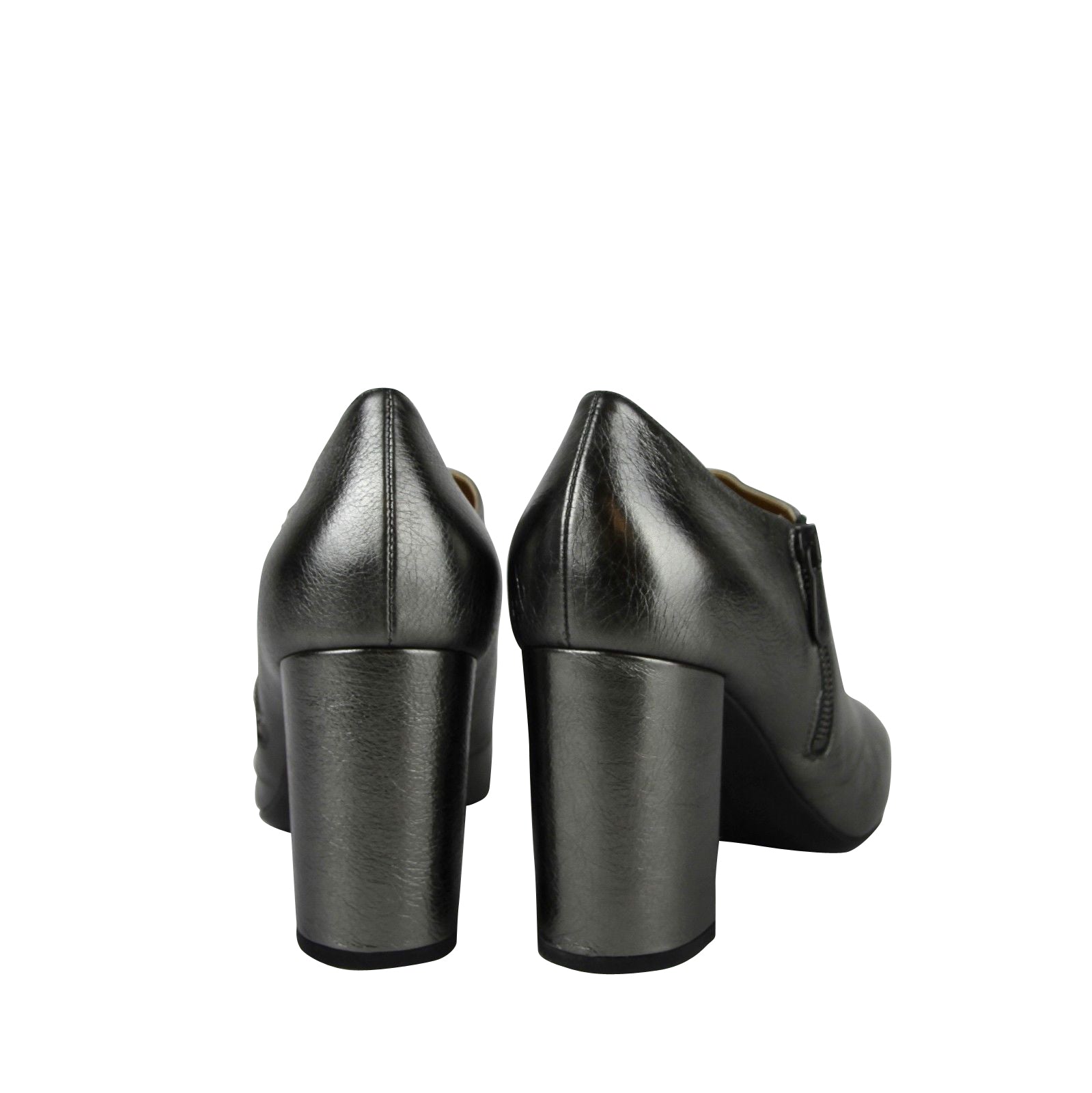 Bottega Veneta Women's Ankle Grey Metallic Leather Booties (40.5 G / 10.5 US)