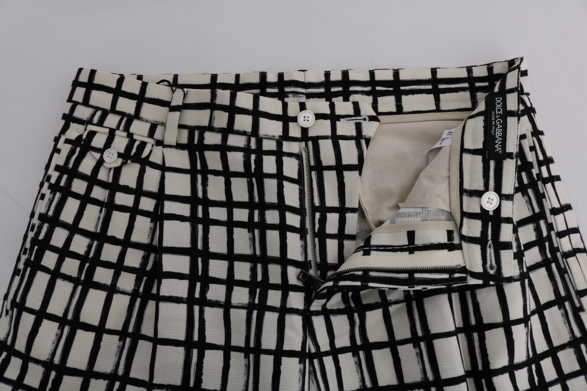 Dolce & Gabbana White Black Striped Casual Men's Shorts