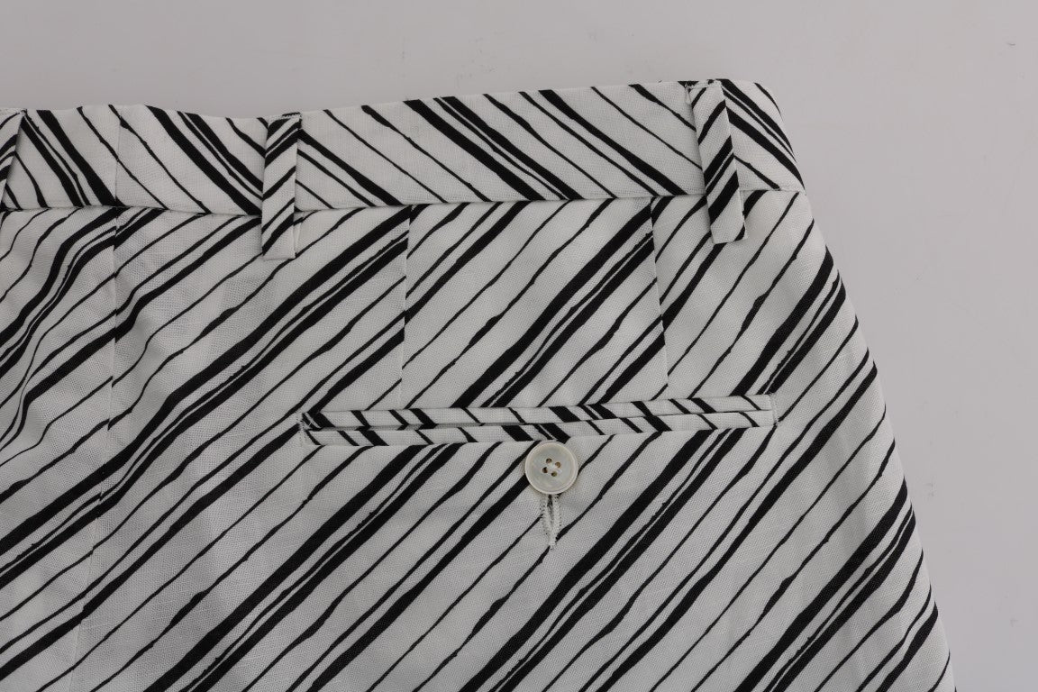 Dolce & Gabbana White Black Striped Casual Men's Shorts