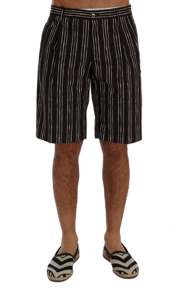 Dolce & Gabbana Bordeaux White Striped Hemp Casual Men's Shorts