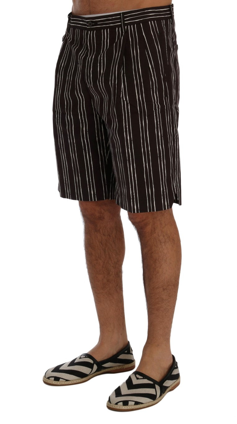 Dolce & Gabbana Bordeaux White Striped Hemp Casual Men's Shorts