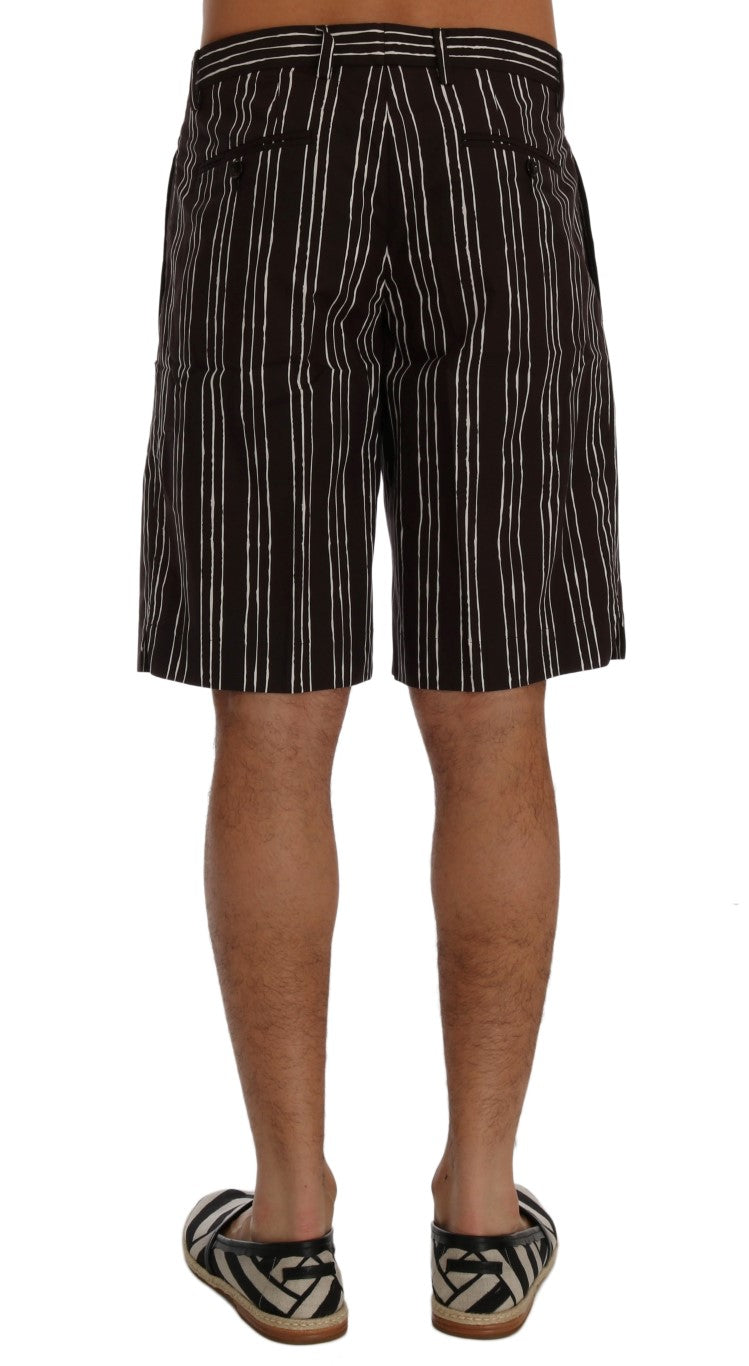 Dolce & Gabbana Bordeaux White Striped Hemp Casual Men's Shorts