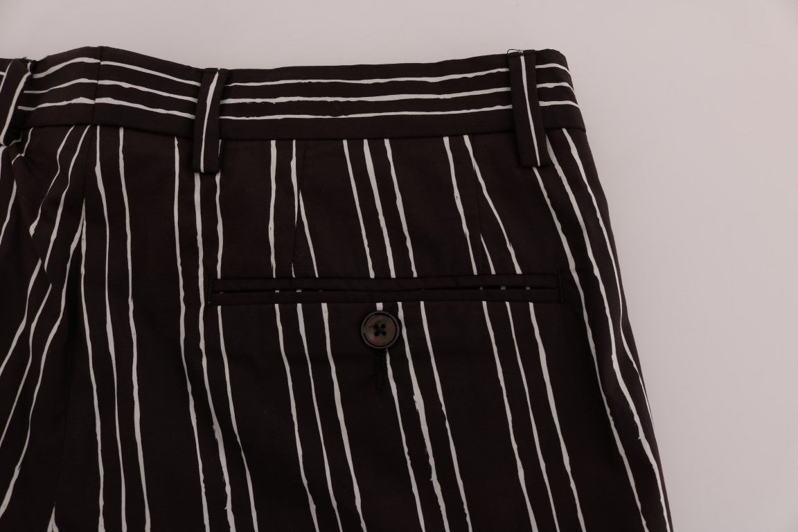 Dolce & Gabbana Bordeaux White Striped Hemp Casual Men's Shorts