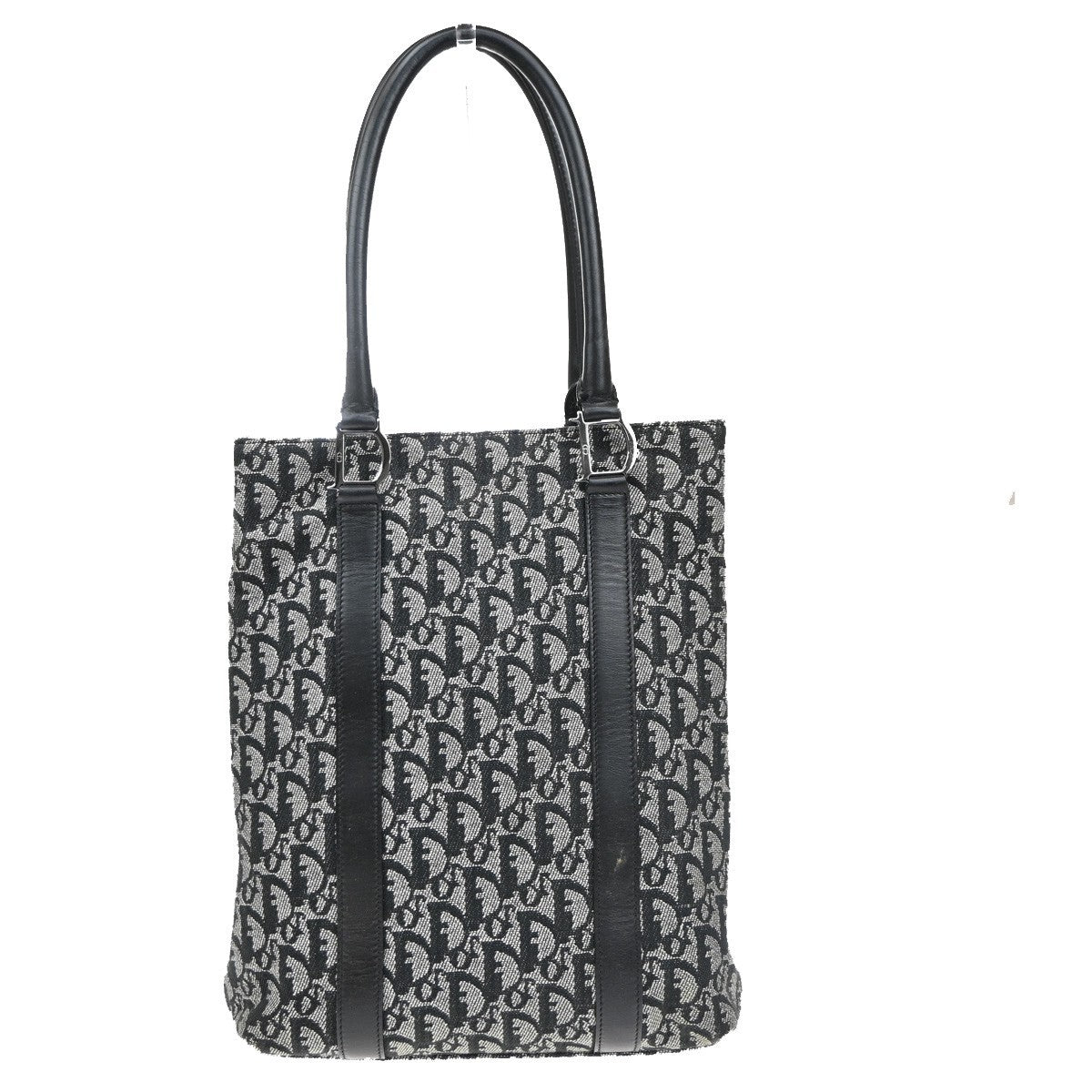 Christian Dior Vintage Open Diorissimo Canvas Black Canvas Tote Bag Bag (Pre-Owned)