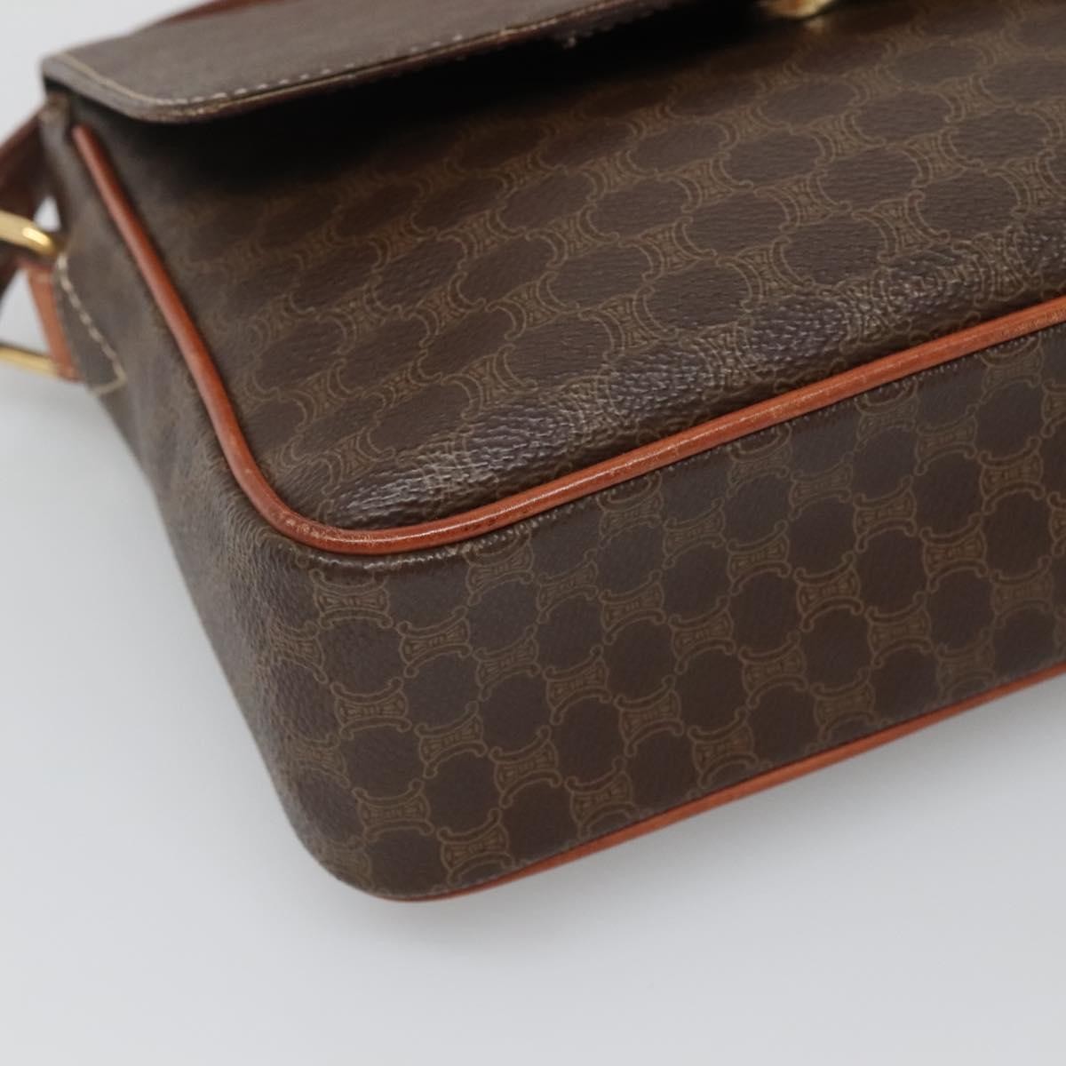 Celine Vintage Macadam Canvas And Leather Brown Canvas Shoulder Bag Bag (Pre-Owned)