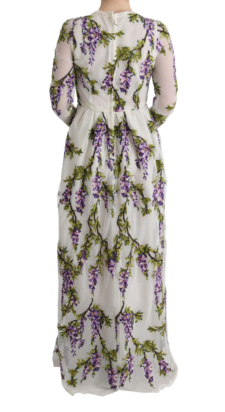 Dolce & Gabbana White Floral Embroidered Maxi Women's Dress