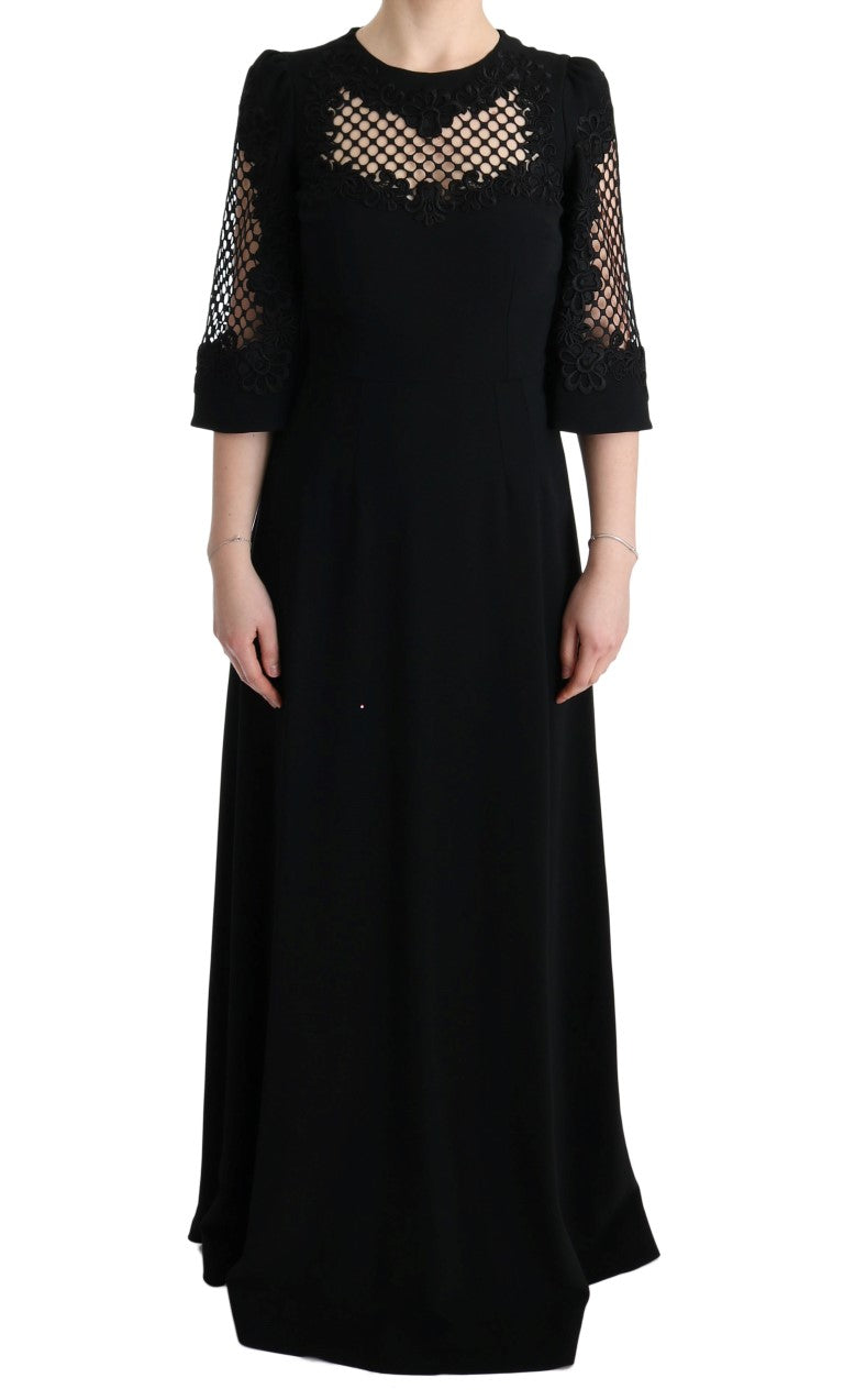 Dolce & Gabbana Black Stretch Shift Long Maxi Women's Dress