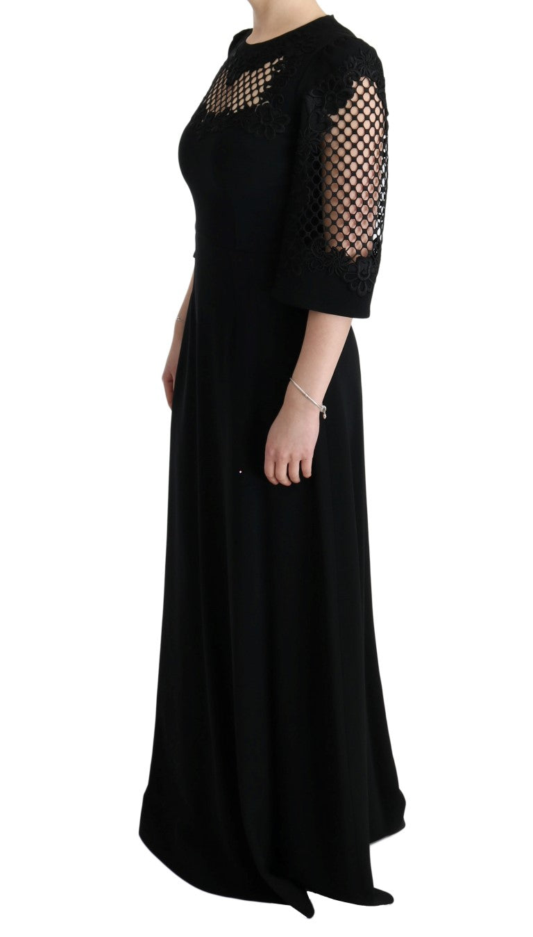 Dolce & Gabbana Black Stretch Shift Long Maxi Women's Dress