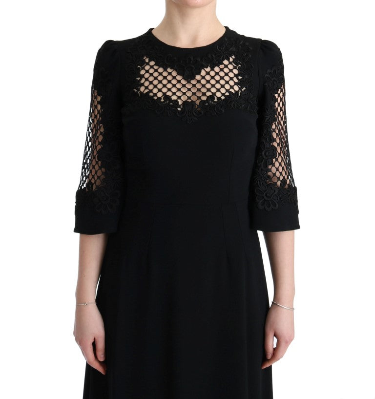 Dolce & Gabbana Black Stretch Shift Long Maxi Women's Dress