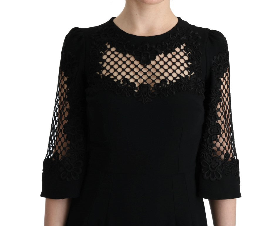 Dolce & Gabbana Black Stretch Shift Long Maxi Women's Dress
