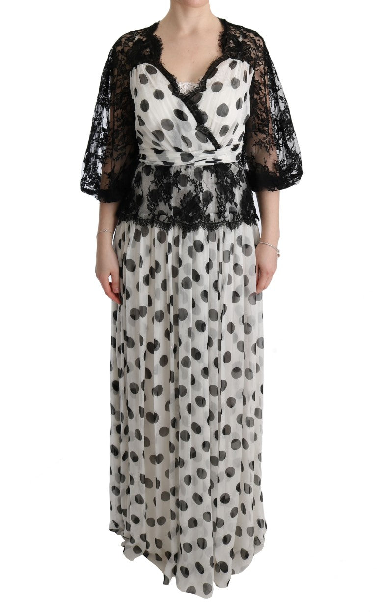 Dolce & Gabbana Black White Polka Dotted Floral Women's Dress