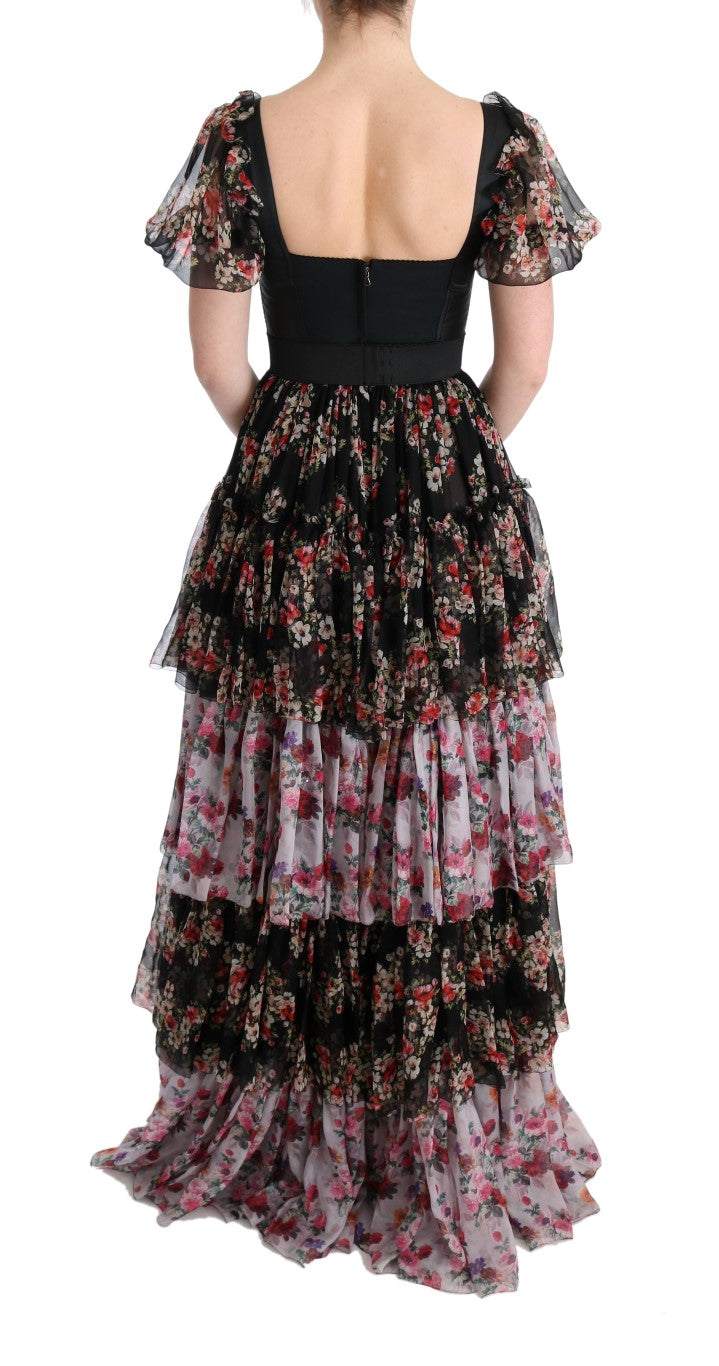 Dolce & Gabbana Multicolor Silk Stretch Floral Shift Long Women's Dress