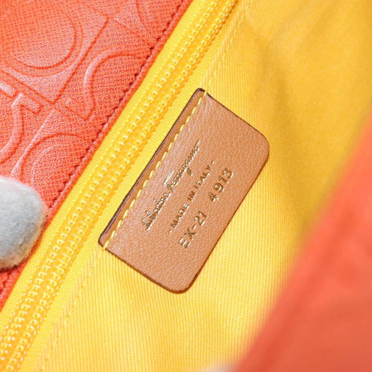 Salvatore Ferragamo Gancini Canvas Orange Pvc Shoulder Bag Bag (Pre-Owned)
