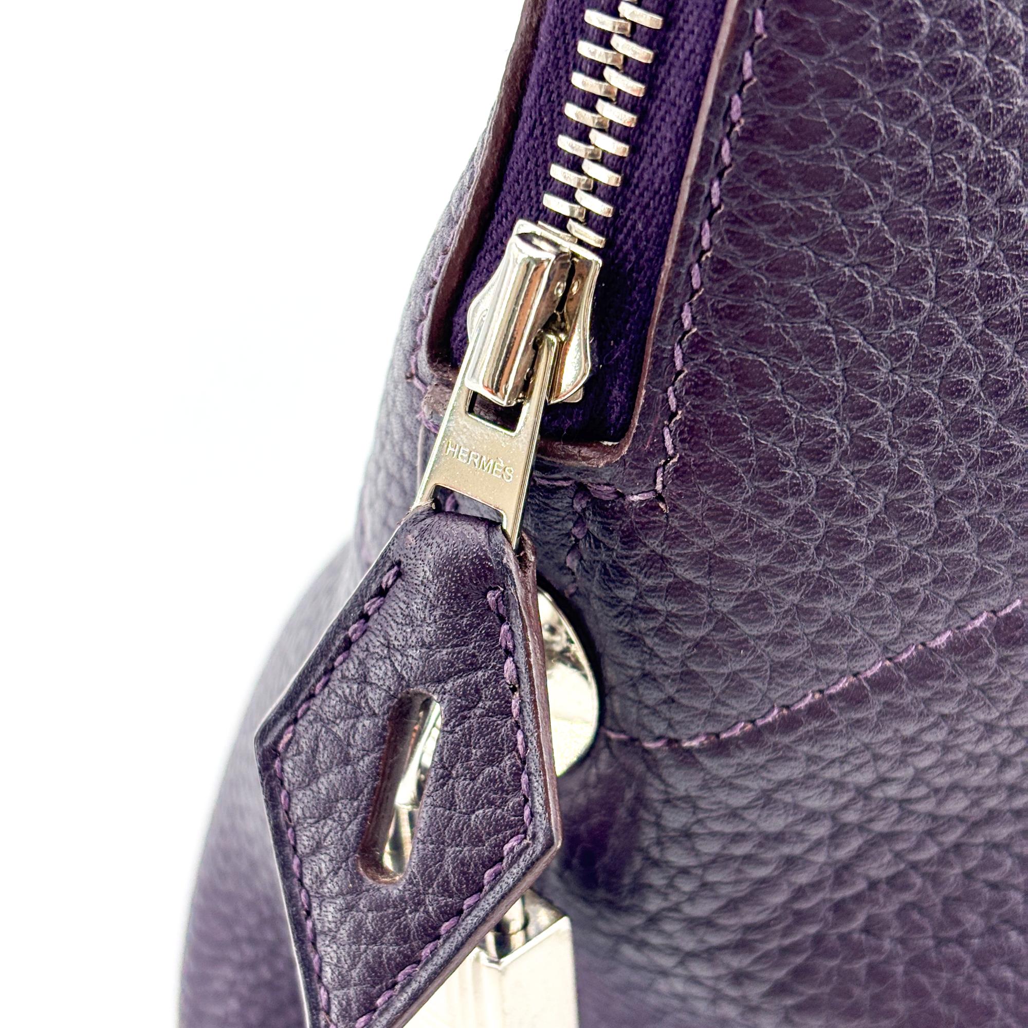 Hermes Bolide Clemence Purple Leather Handbag (Pre-Owned)