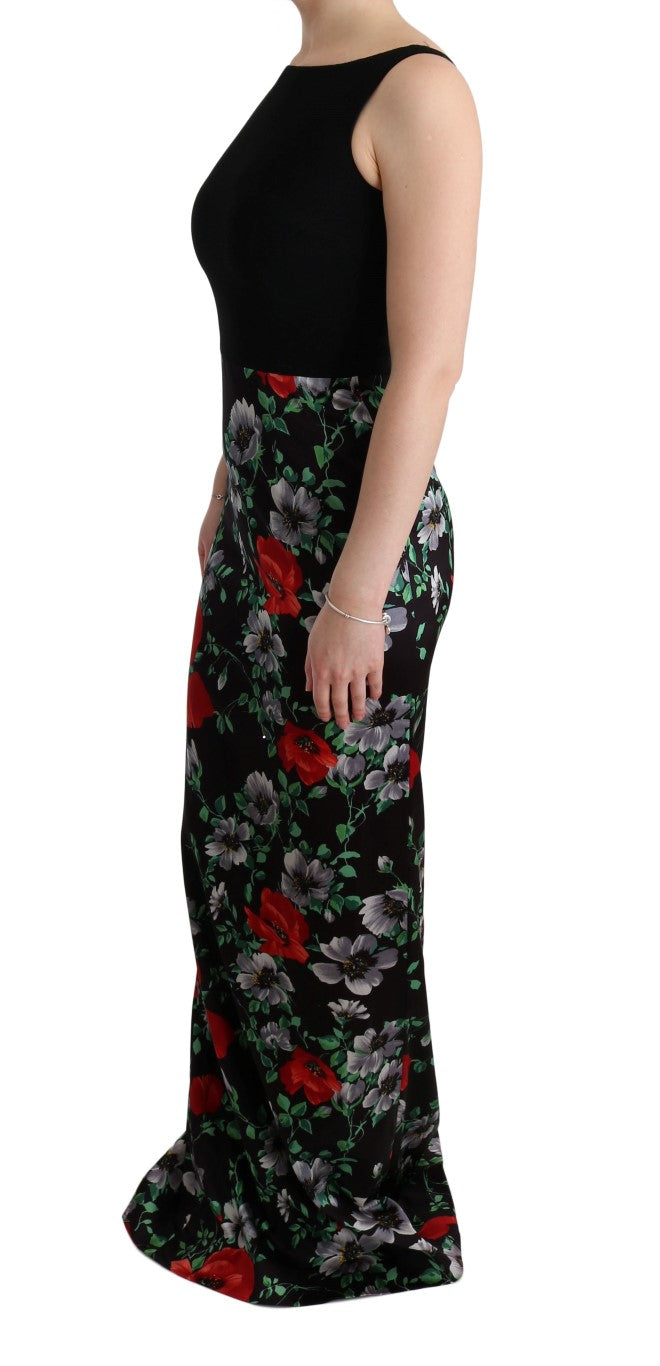 Dolce & Gabbana Multicolor Floral Print Stretch Sheath Long Women's Dress