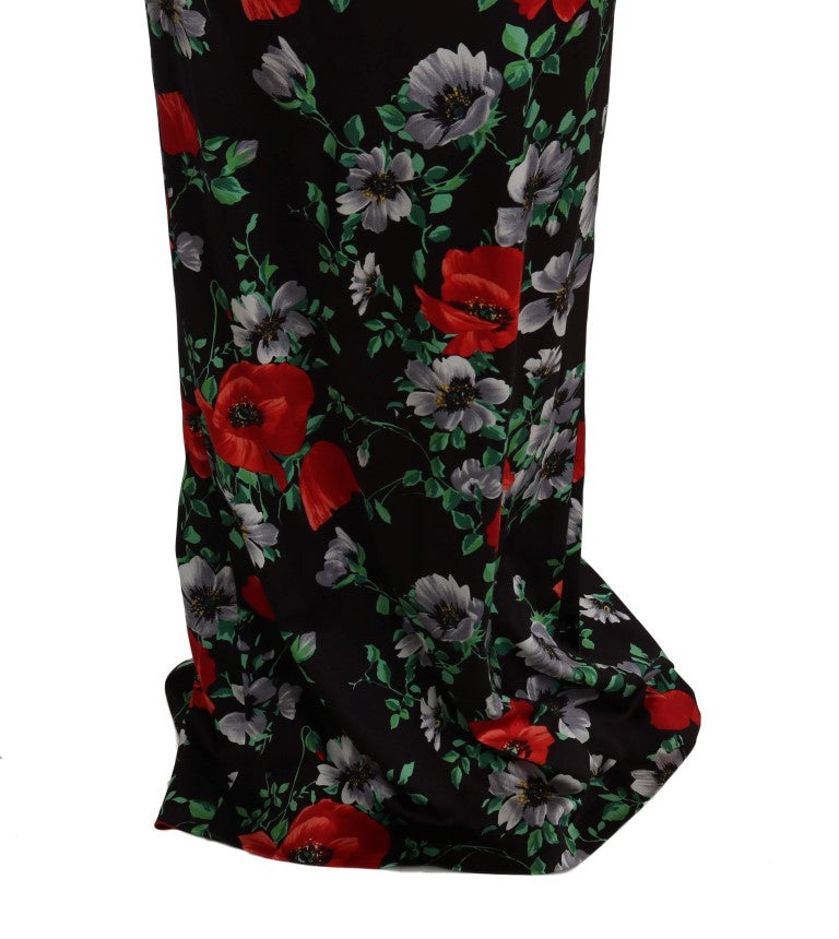 Dolce & Gabbana Multicolor Floral Print Stretch Sheath Long Women's Dress
