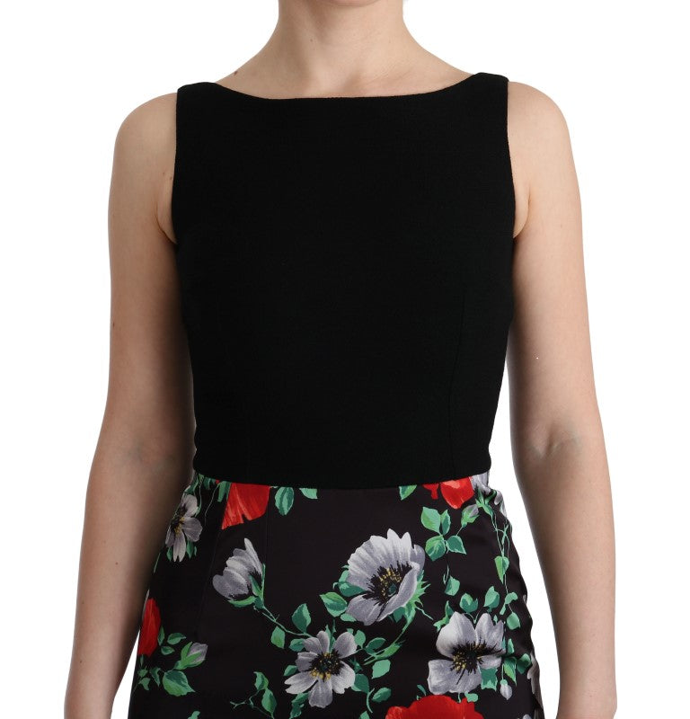 Dolce & Gabbana Multicolor Floral Print Stretch Sheath Long Women's Dress