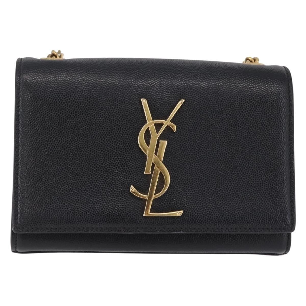 Saint Laurent Classic Monogram Leather Black Leather Crossbody Bag Bag (Pre-Owned)