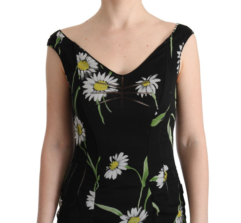 Dolce & Gabbana Sunflower Silk Stretch Sheath Women's Dress