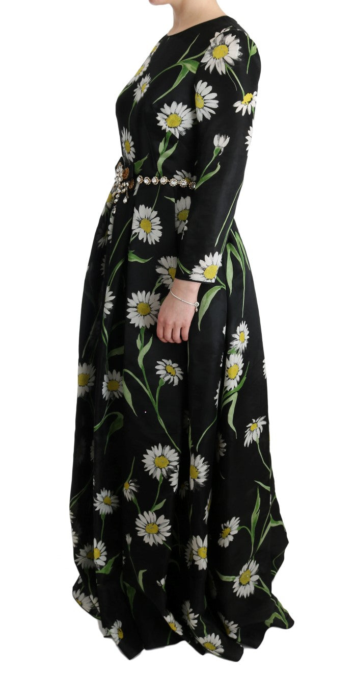 Dolce & Gabbana Multicolor Silk Sunflower Print Long Maxi Women's Dress
