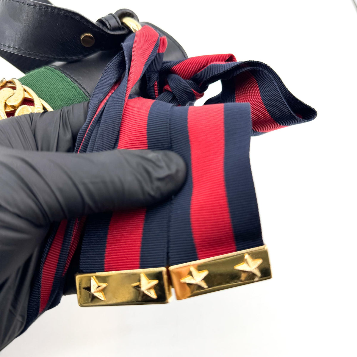 Gucci Sylvie Chain Leather Black Leather Shoulder Bag Bag (Pre-Owned)