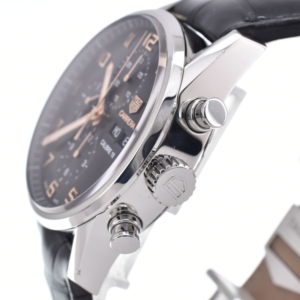 Tag Heuer Carrera Caliber 16 Chronograph Date Automatic Stainless Steel With Leather Watch (Pre-Owned)