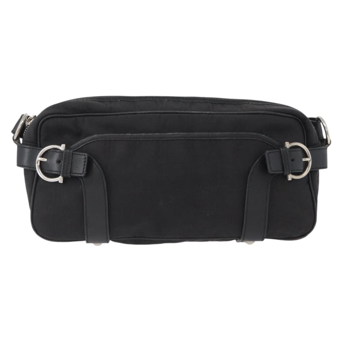 Salvatore Ferragamo Gancini Canvas Black Canvas Shoulder Bag Bag (Pre-Owned)