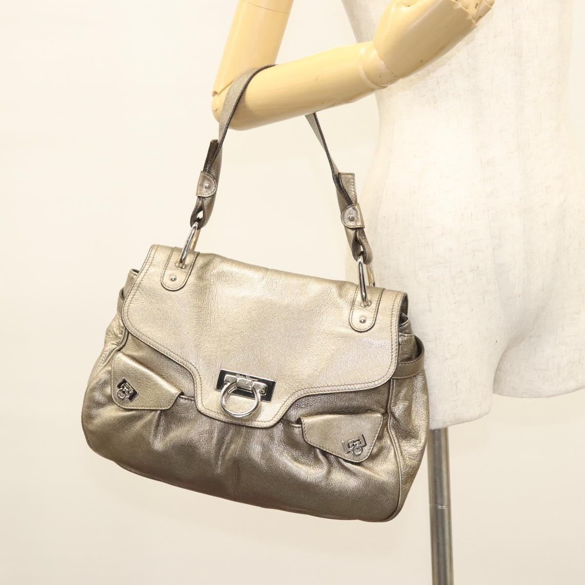 Salvatore Ferragamo Sofia Satchel Leather Gold Leather Shoulder Bag Bag (Pre-Owned)