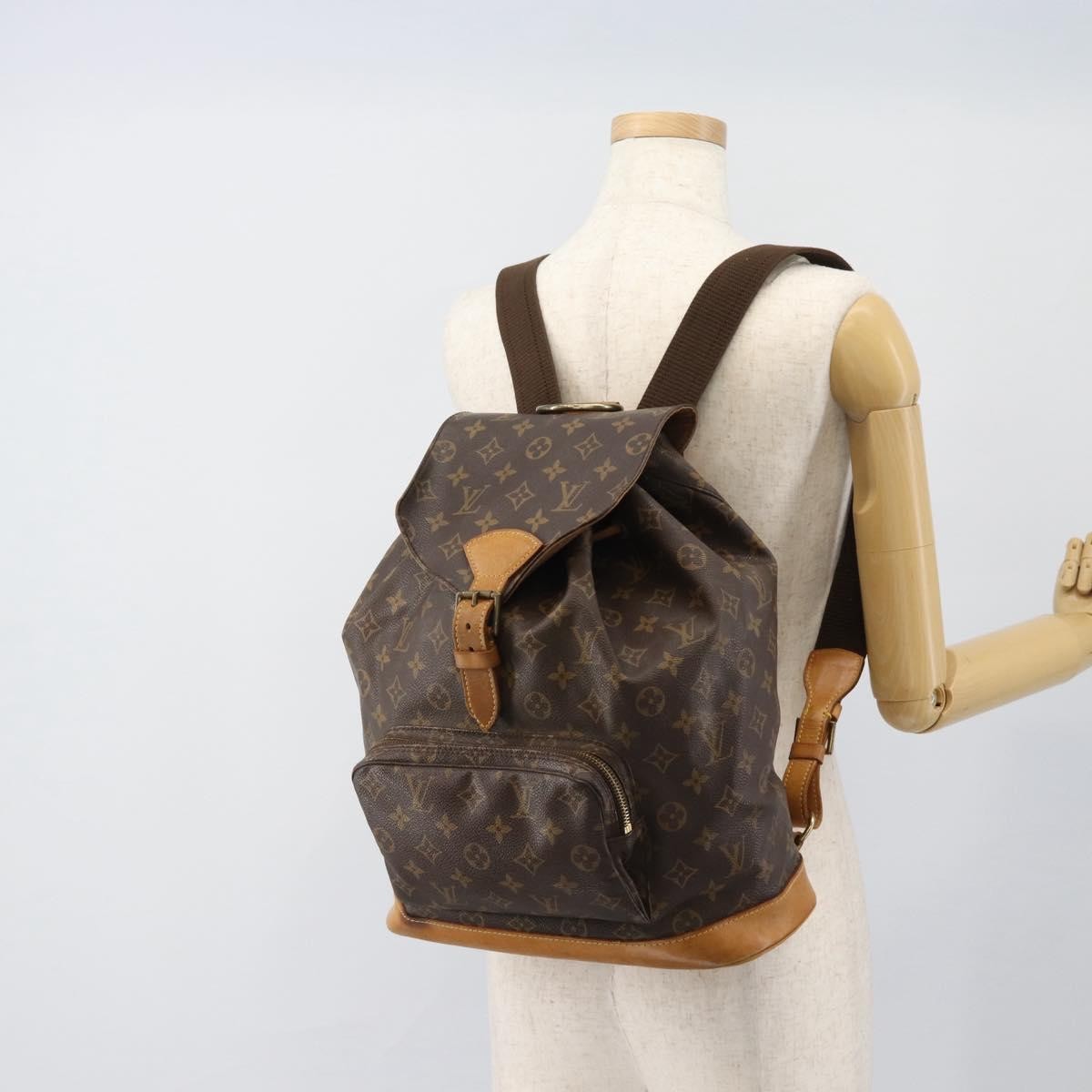 Louis Vuitton Vintage Montsouris Monogram Canvas Brown Canvas Backpack Bag (Pre-Owned)