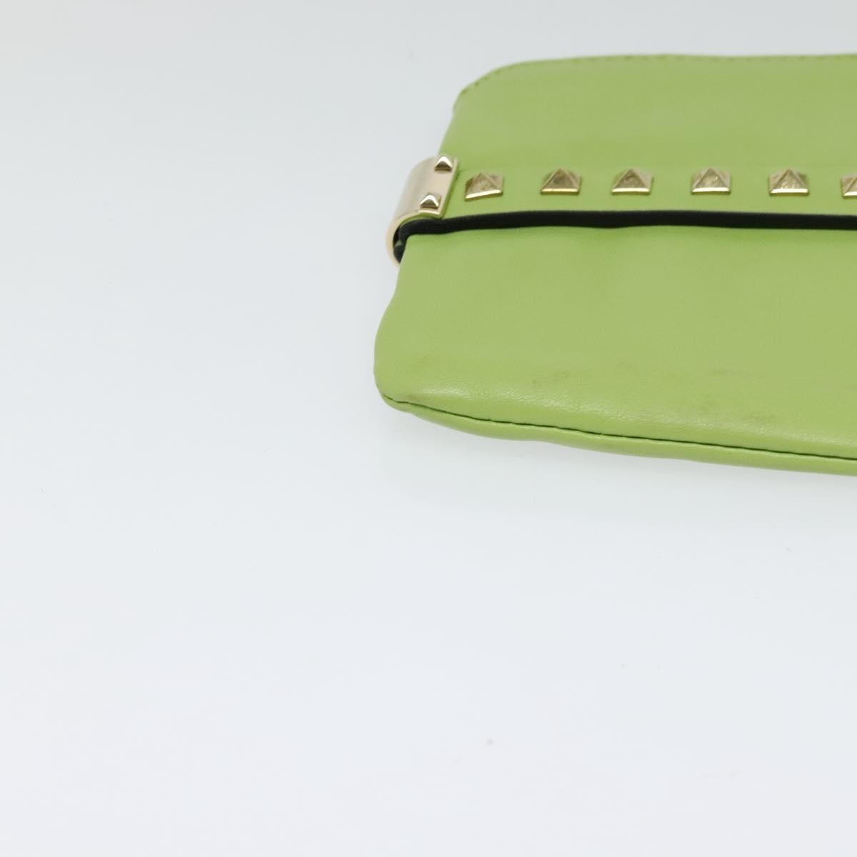 Valentino Garavani Rockstud Wristlet Leather Green Leather Clutche & Pouche Bag (Pre-Owned)