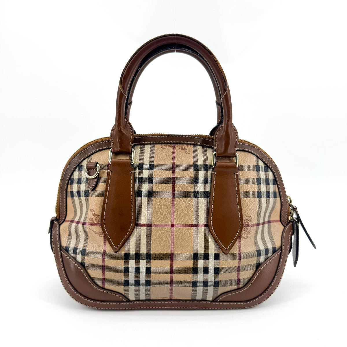 Burberry Orchard Haymarket Coated Canvas Brown Canvas Handbag (Pre-Owned)