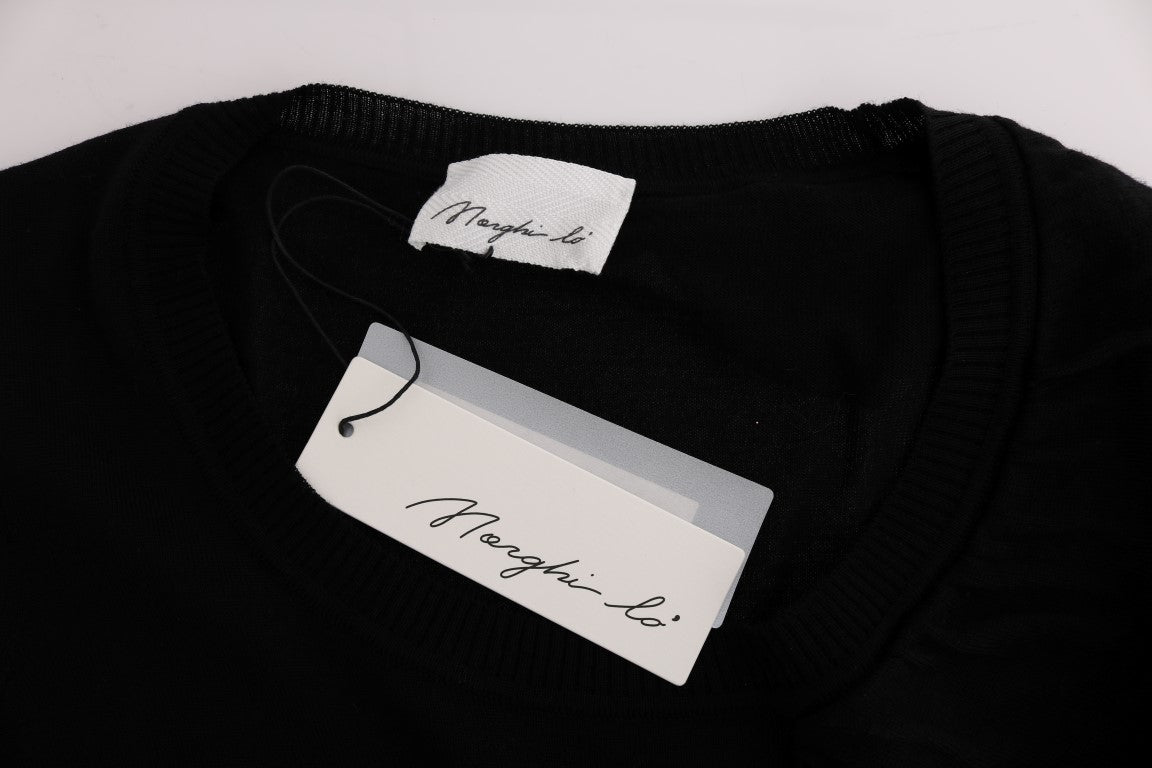 MARGHI LO' Black 100% Lana Wool Top Blouse Women's T-shirt