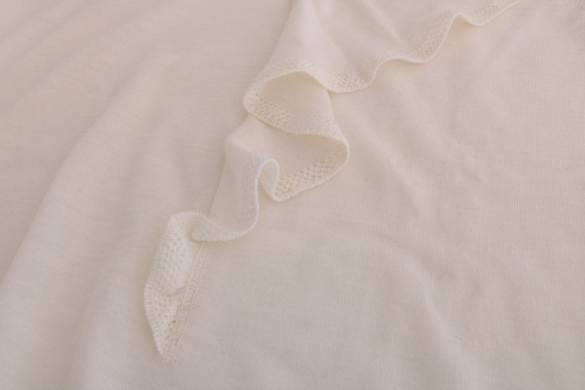 MARGHI LO' White 100% Lana Wool Top Blouse Women's T-shirt