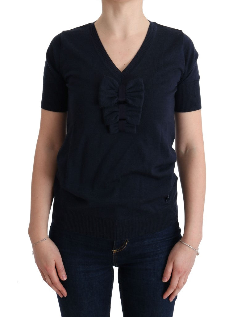 MARGHI LO' Blue 100% Lana Wool Blouse Women's Top