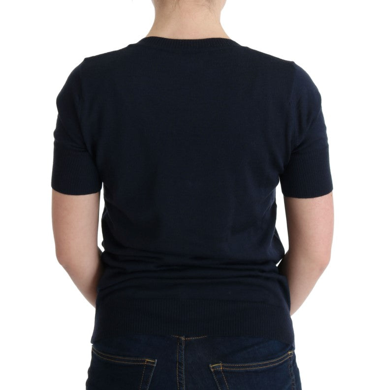 MARGHI LO' Blue 100% Lana Wool Blouse Women's Top