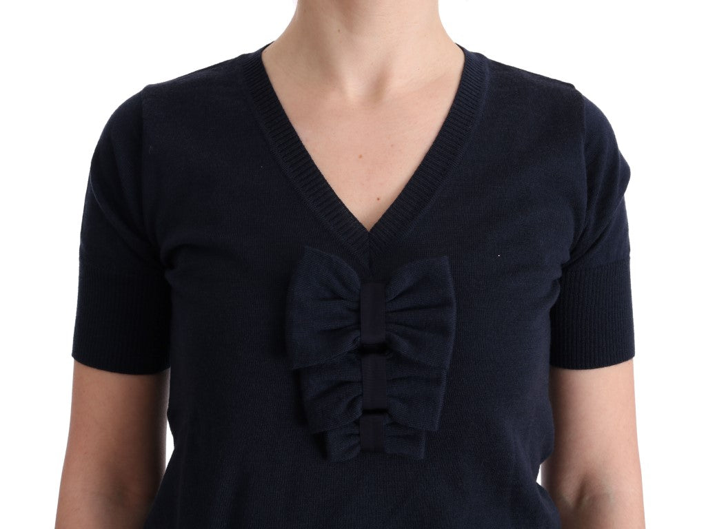 MARGHI LO' Blue 100% Lana Wool Blouse Women's Top