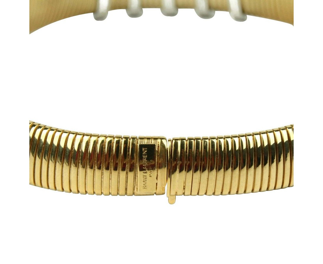 Saint Laurent Women's Old Gold Snake Chain Choker With Crystal Bars