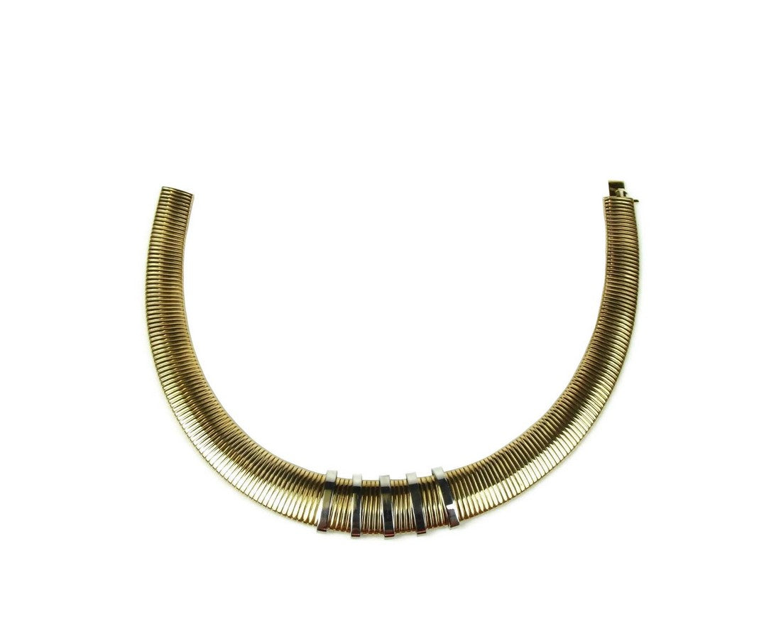 Saint Laurent Women's Old Gold Snake Chain Choker With Crystal Bars