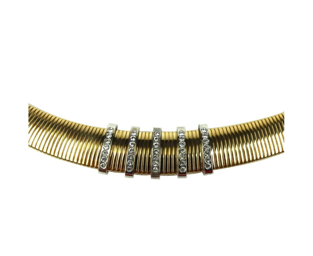 Saint Laurent Women's Old Gold Snake Chain Choker With Crystal Bars