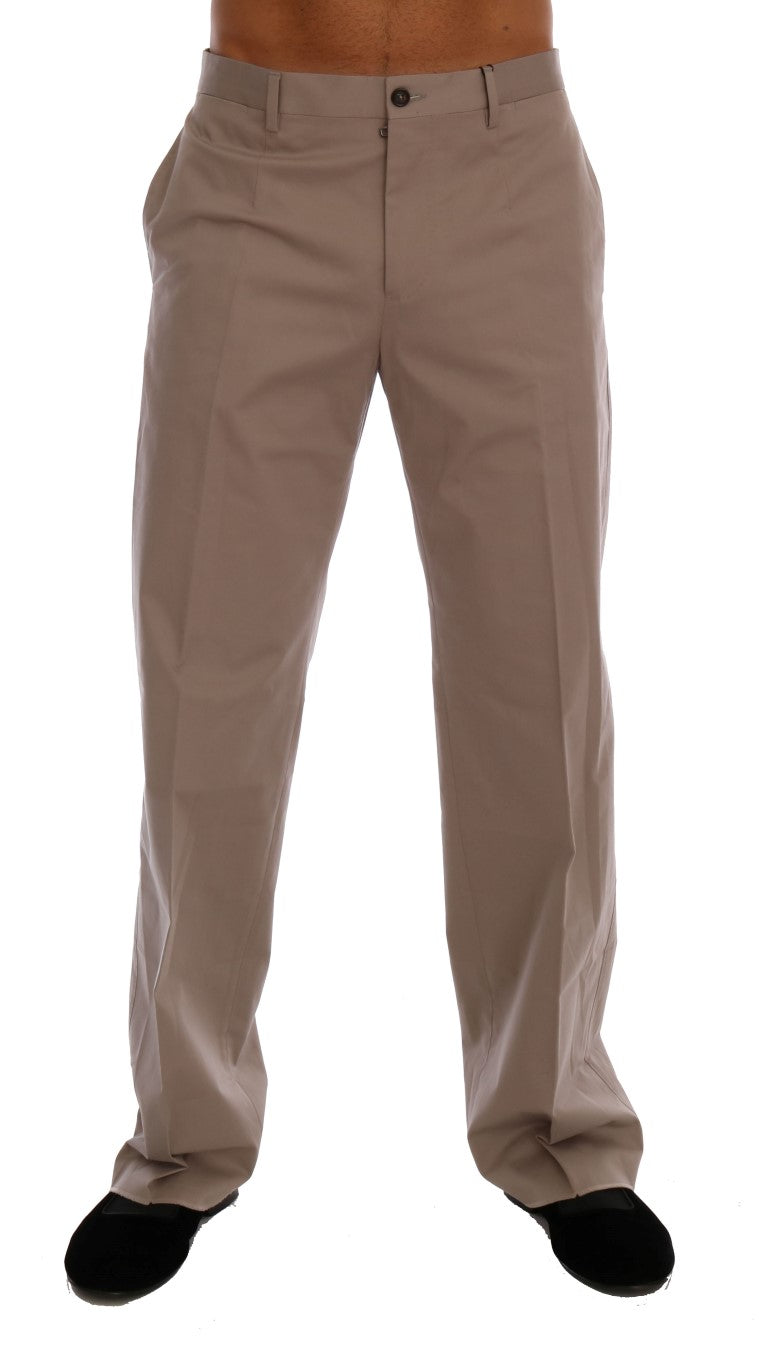 Dolce & Gabbana Beige Cotton Stretch Chinos Men's Pants