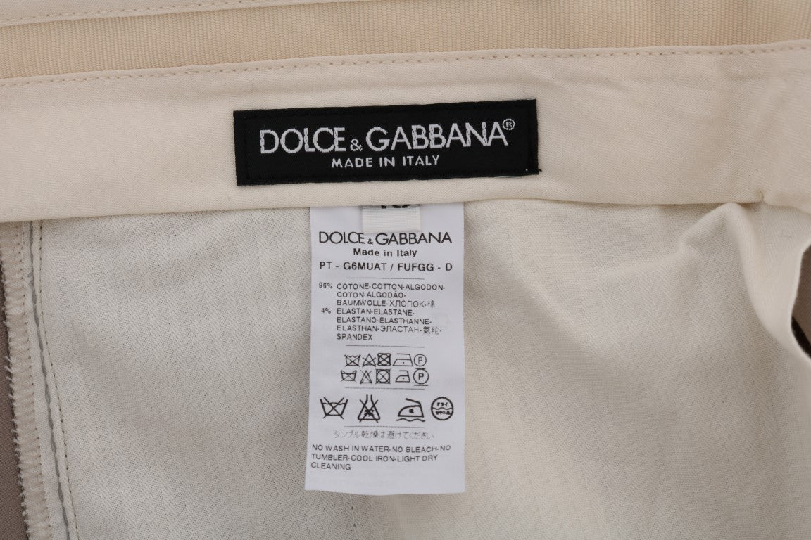 Dolce & Gabbana Beige Cotton Stretch Chinos Men's Pants