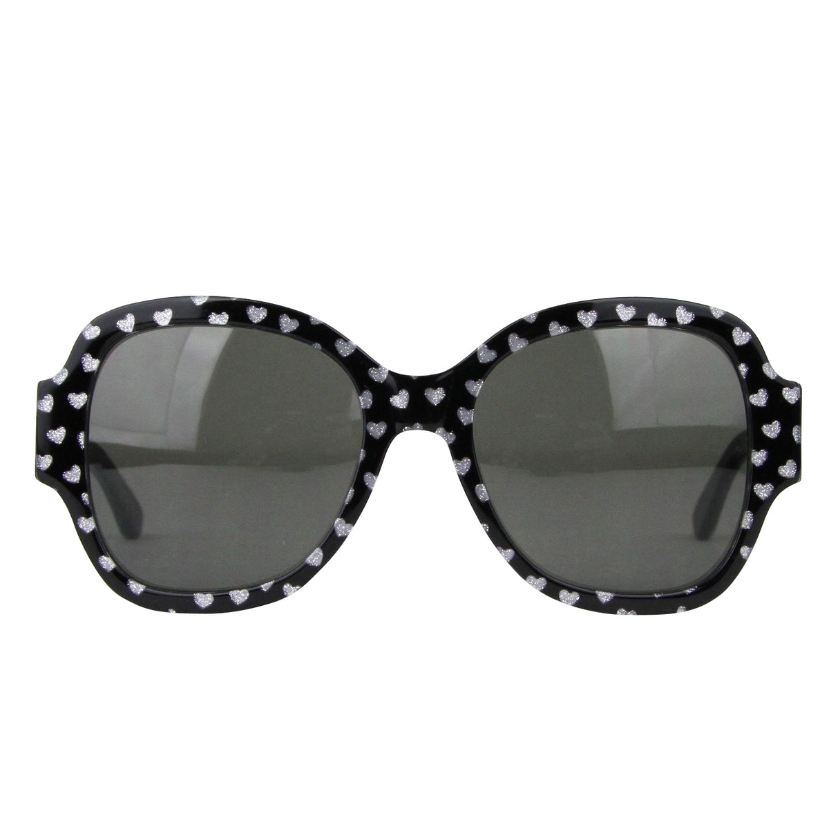 Saint Laurent Women's Silver Hearts With Black Large Sunglasses