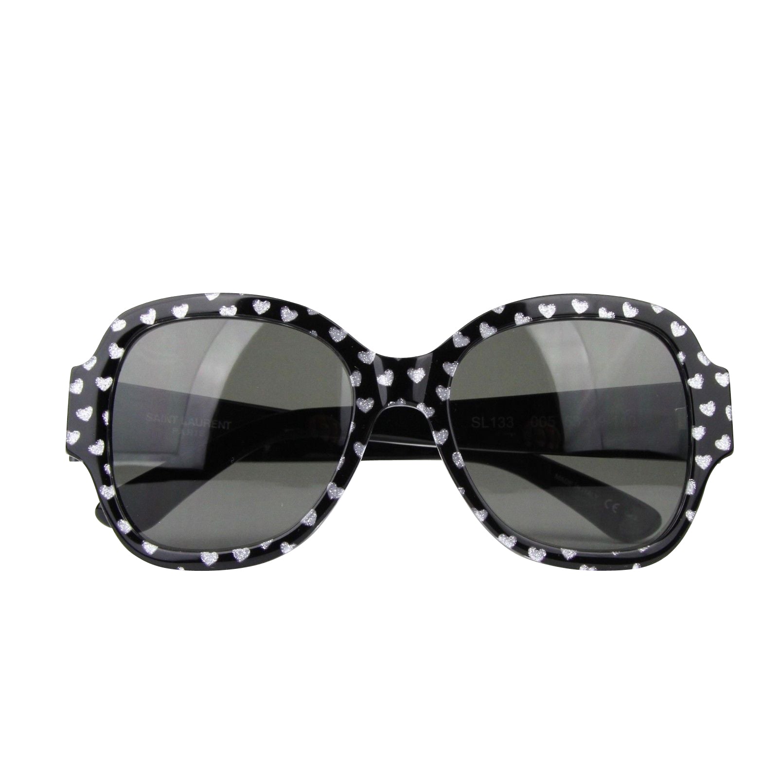 Saint Laurent Women's Silver Hearts With Black Large Sunglasses