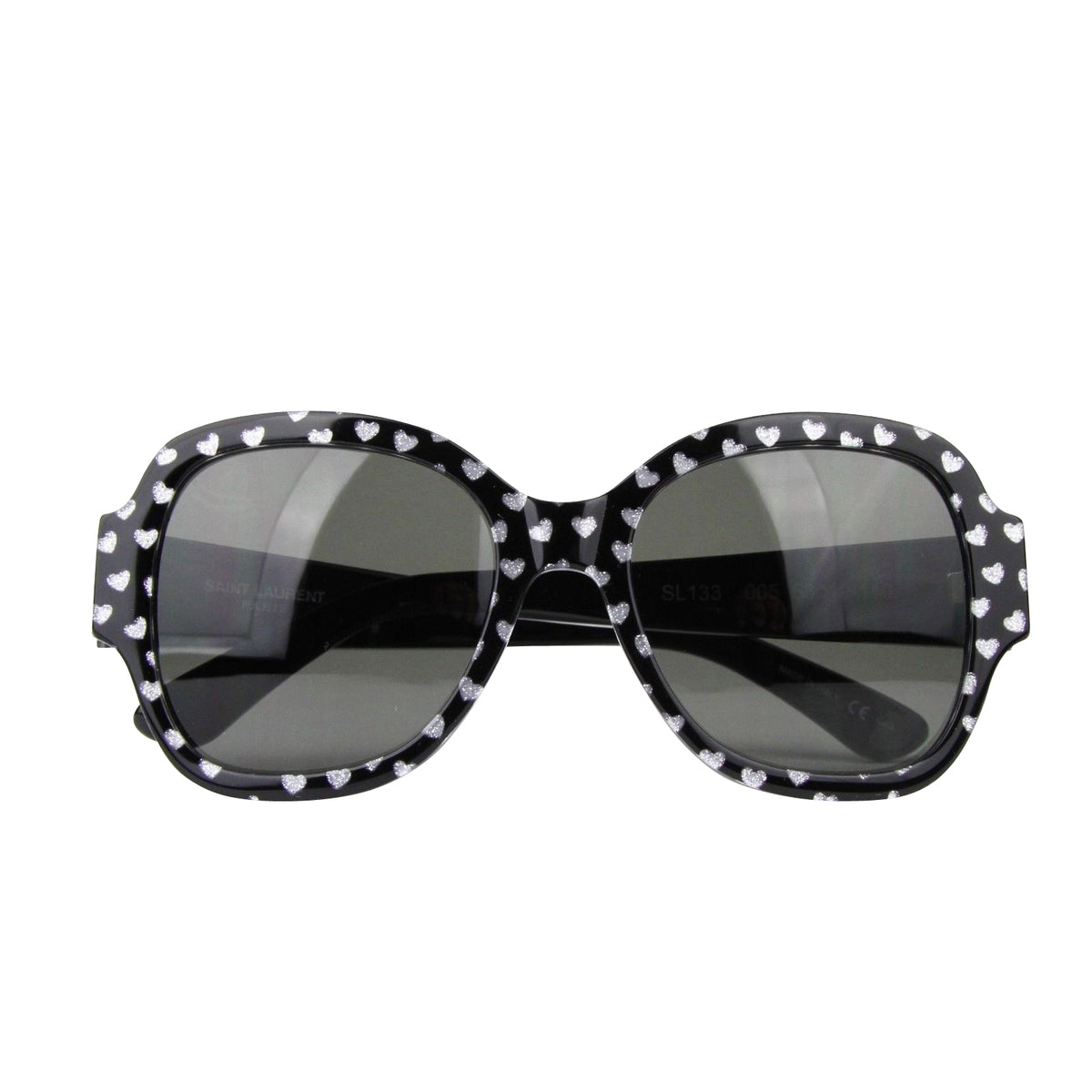 Saint Laurent Women's Silver Hearts With Black Large Sunglasses