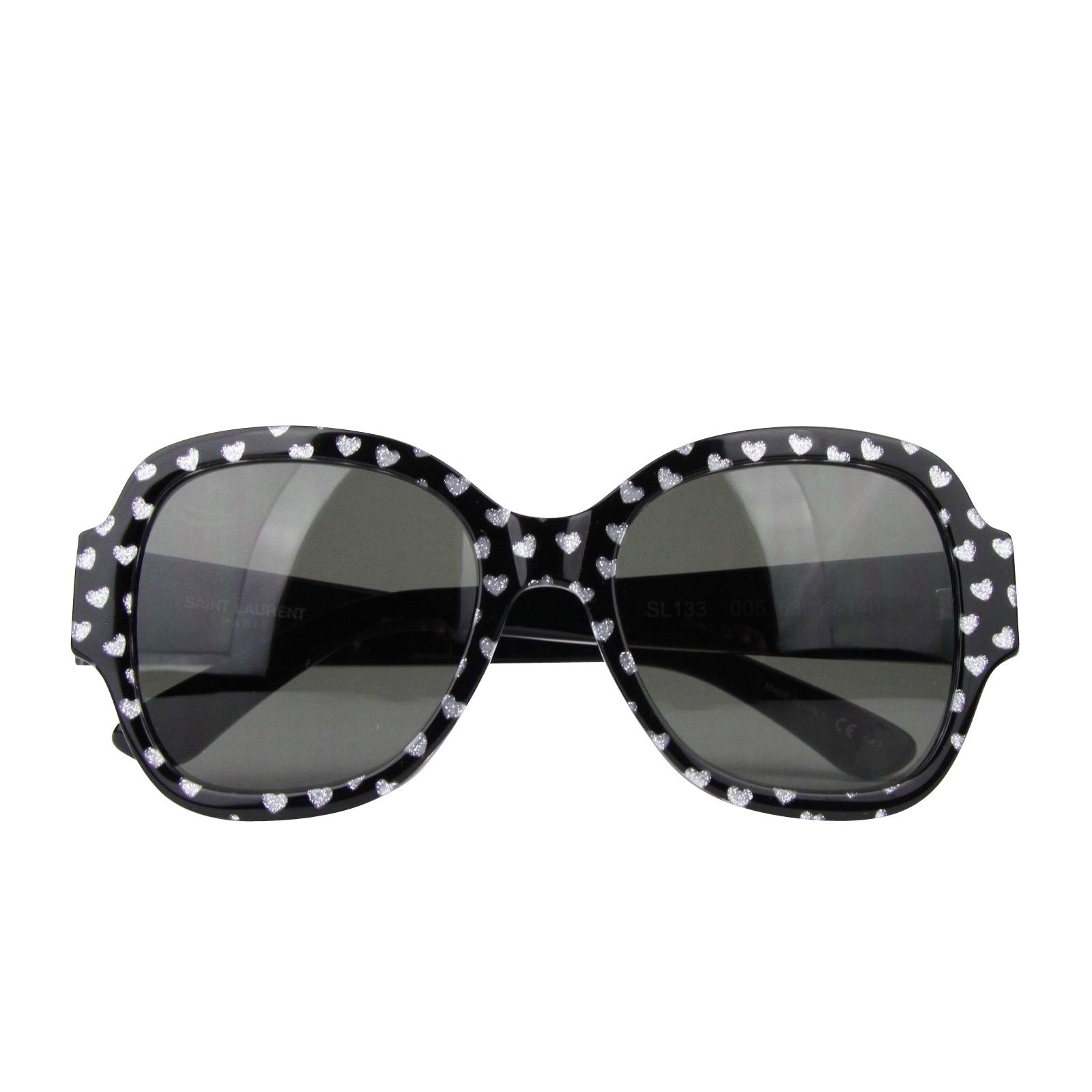 Saint Laurent Women's Silver Hearts With Black Large Sunglasses