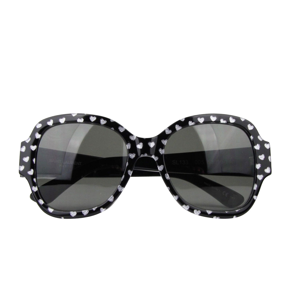 Saint Laurent Women's Silver Hearts With Black Large Sunglasses